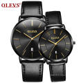 Atacado OLEVS Marca 5869 Auto Day / Date Analog Quartz Watch Minimallist Pu Leather Watch Logotipo personalizado OEM para homens e mulheres